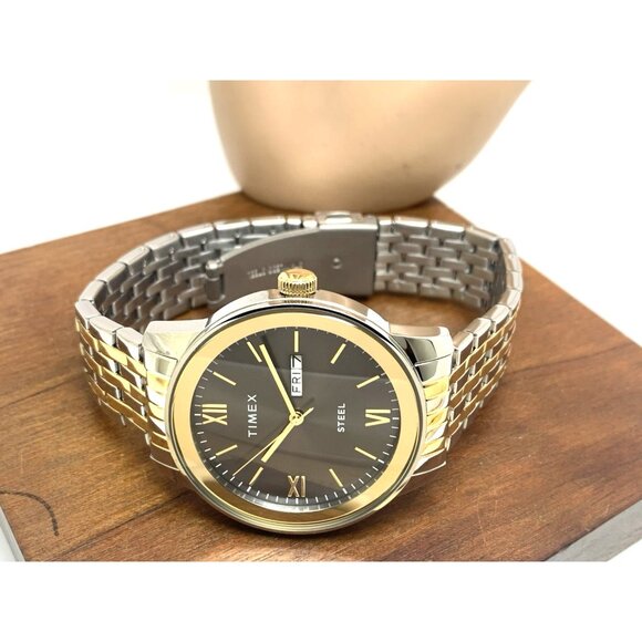 Timex Men's Watch TW2T50500 Quartz Gray Dial Two Tone Stainless Steel 41mm - Picture 7 of 13